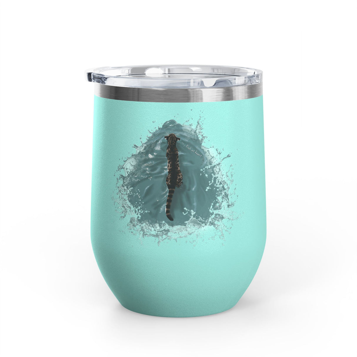Wine Tumbler — "Fish at Heart" Flounder the Purrmaid Hand-Drawn Design