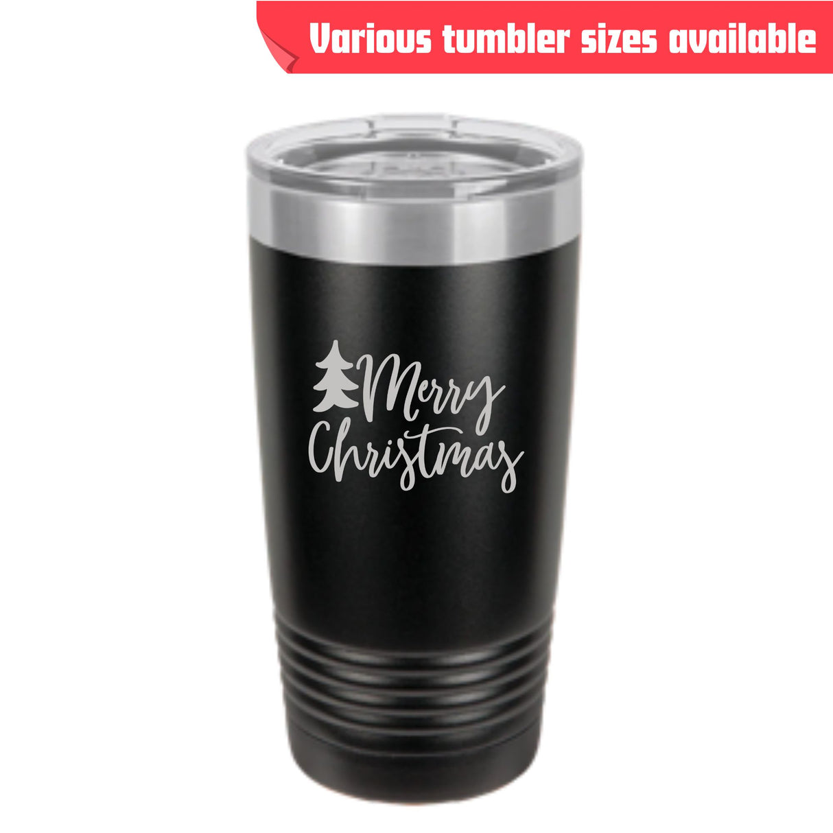 Merry Christmas Tumbler – Laser Engraved Stainless Steel, 4 Sizes Available