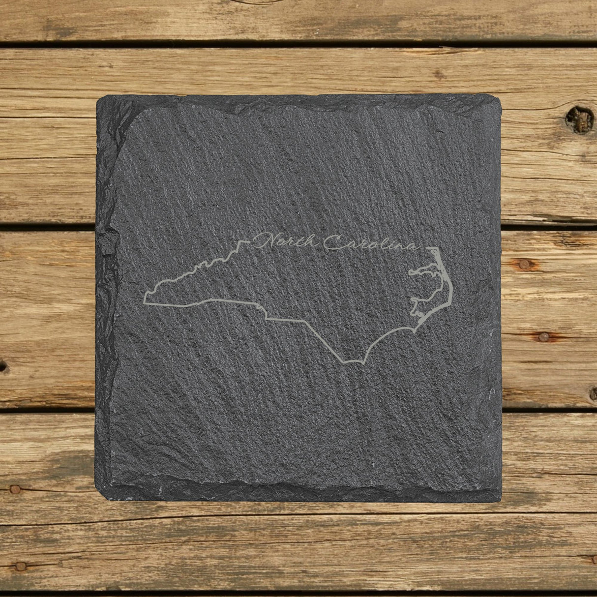 North Carolina Slate Coaster Set – Engraved Natural Stone (Set of 4)