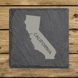 California Slate Coaster Set – Engraved Natural Stone (Set of 4)