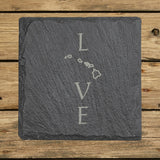 Hawaii Slate Coaster Set – Engraved Natural Stone (Set of 4)