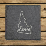 Idaho Slate Coaster Set – Engraved Natural Stone (Set of 4)