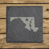 Maryland Slate Coaster Set – Engraved Natural Stone (Set of 4)