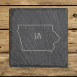 Iowa Slate Coaster Set – Engraved Natural Stone (Set of 4)