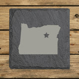 Oregon Slate Coaster Set – Engraved Natural Stone (Set of 4)