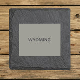 Wyoming Slate Coaster Set – Engraved Natural Stone (Set of 4)