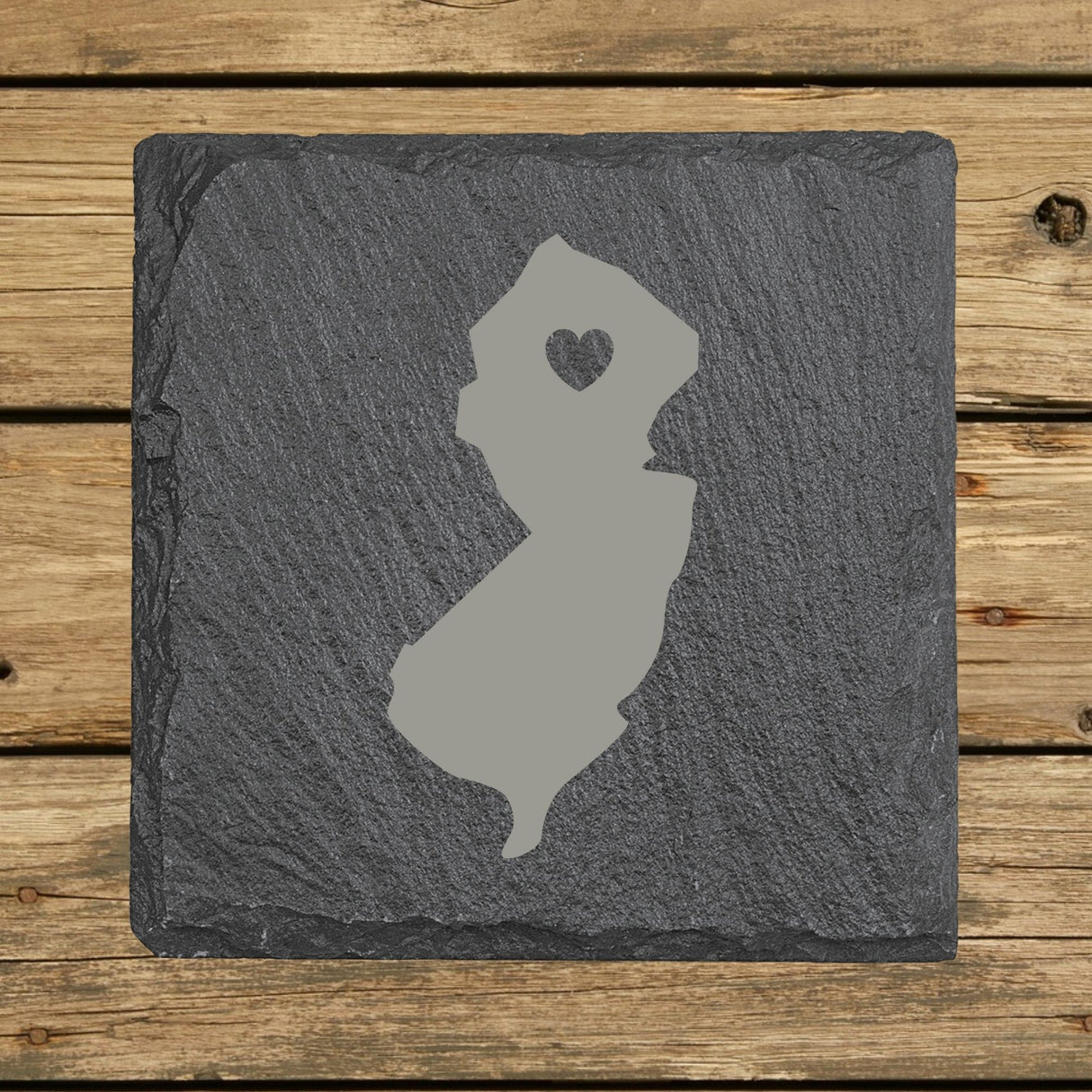 New Jersey Slate Coaster Set – Engraved Natural Stone (Set of 4)
