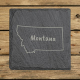 Montana Slate Coaster Set – Engraved Natural Stone (Set of 4)