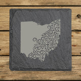 Ohio Slate Coaster Set – Engraved Natural Stone (Set of 4)