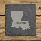 Louisiana Slate Coaster Set – Engraved Natural Stone (Set of 4)