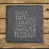 Utah Slate Coaster Set – Engraved Natural Stone (Set of 4)