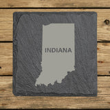 Indiana Slate Coaster Set – Engraved Natural Stone (Set of 4)
