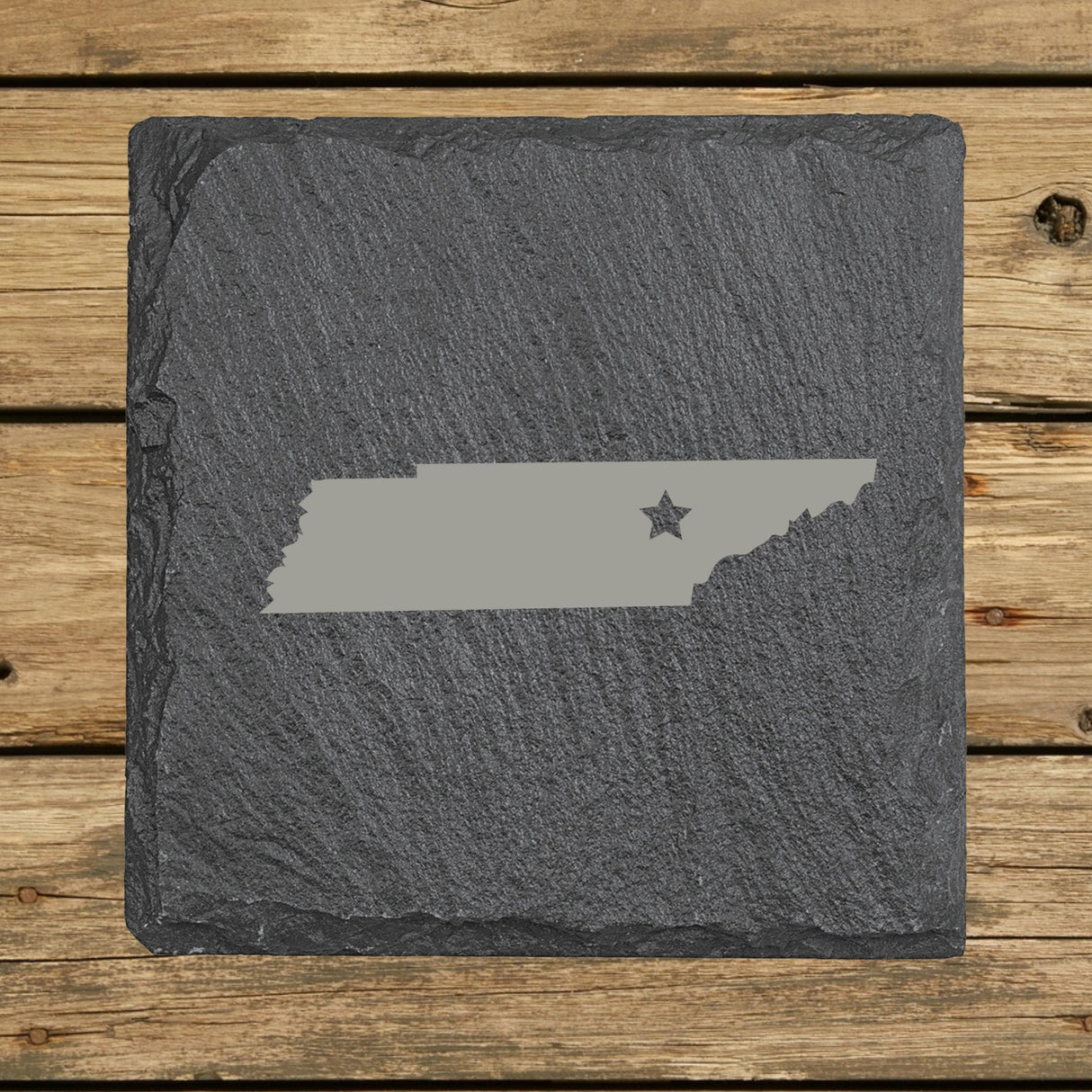 Tennessee Slate Coaster Set – Engraved Natural Stone (Set of 4)