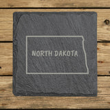 North Dakota Slate Coaster Set – Engraved Natural Stone (Set of 4)