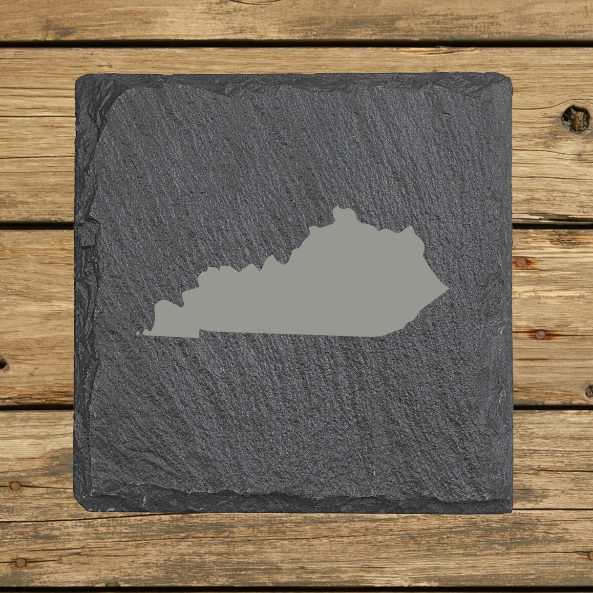 Kentucky Slate Coaster Set – Engraved Natural Stone (Set of 4)