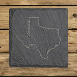 Texas Slate Coaster Set – Engraved Natural Stone (Set of 4)