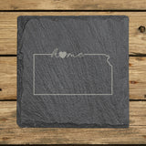 Kansas Slate Coaster Set – Engraved Natural Stone (Set of 4)