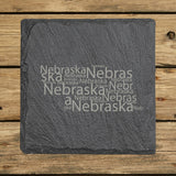 Nebraska Slate Coaster Set – Engraved Natural Stone (Set of 4)