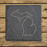 Michigan Slate Coaster Set – Engraved Natural Stone (Set of 4)