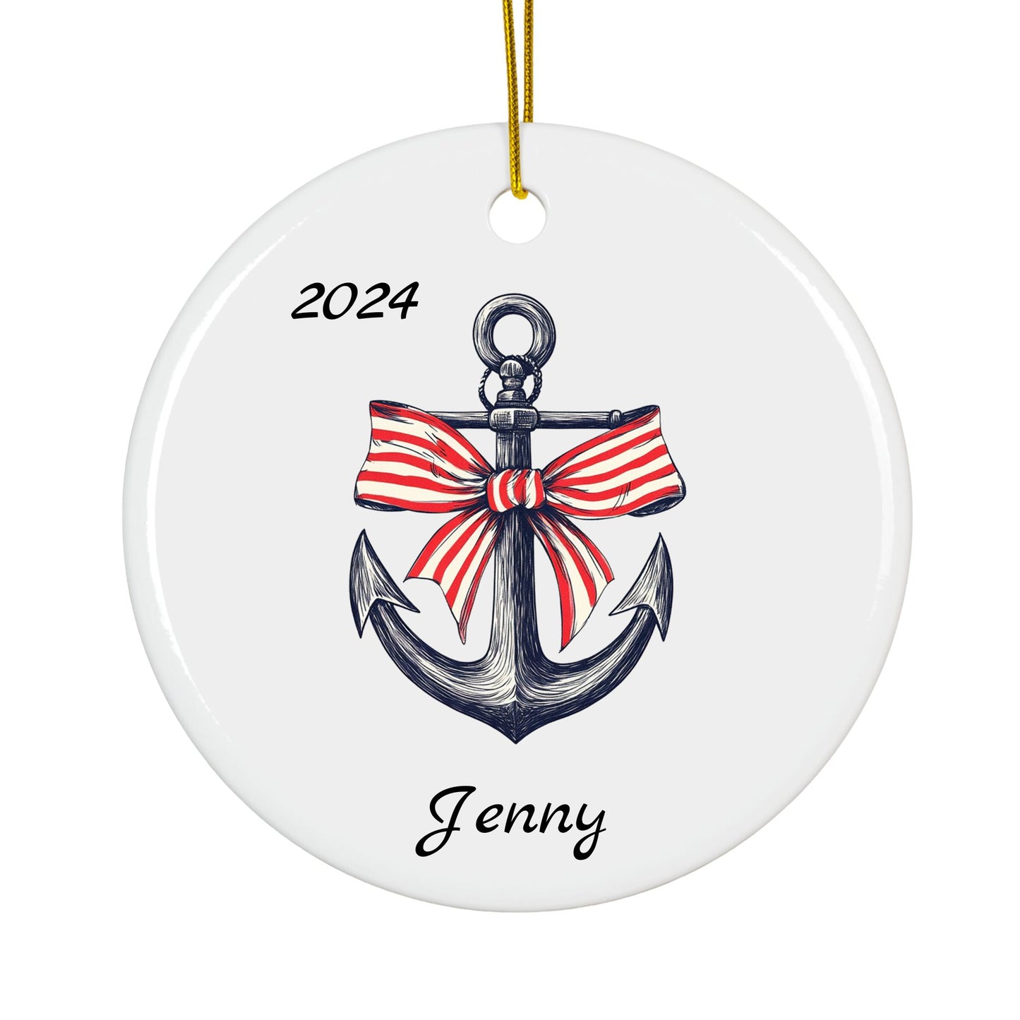 Personalized Coastal Christmas Ornament – Custom Ceramic Holiday Decor