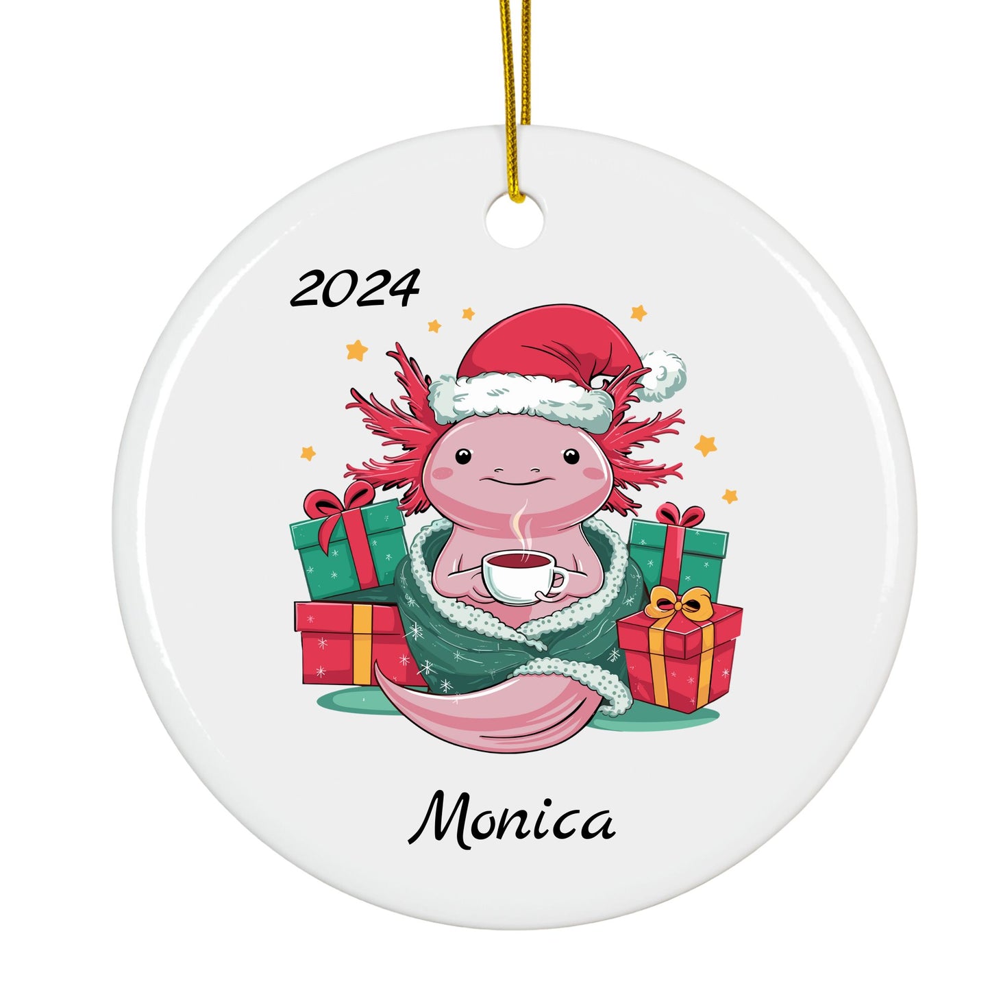 Personalized Axolotl Christmas Ornaments - Durable Ceramic Decoration