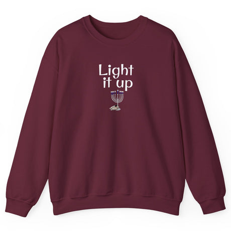 Hanukkah Mouse Toy Sweatshirt - Light it Up Design, shown in Maroon