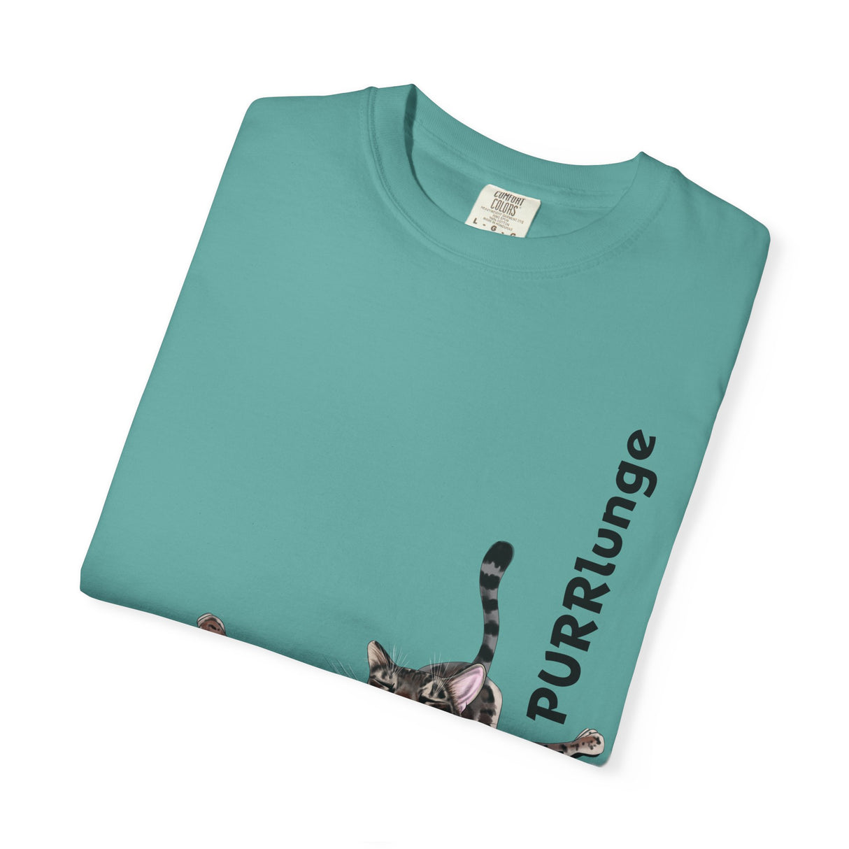 Purr-lunge Unisex T-shirt with Flounder the Purrmaid Design