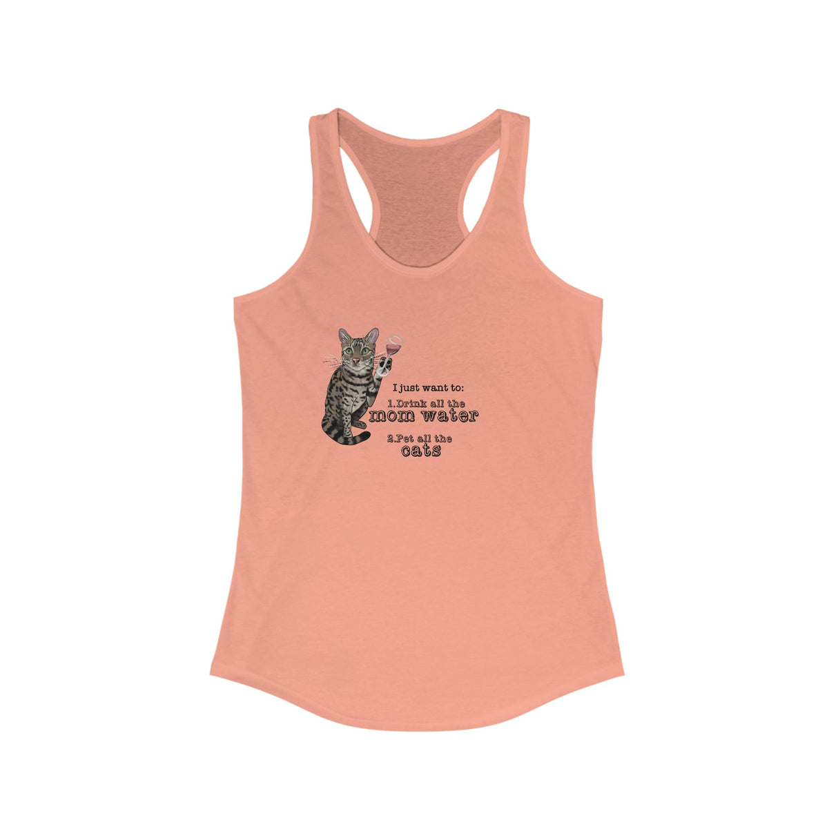 Tank Top - Flounder Cat Holding Wine Glass 'I Just want to Drink all the Mom Water'