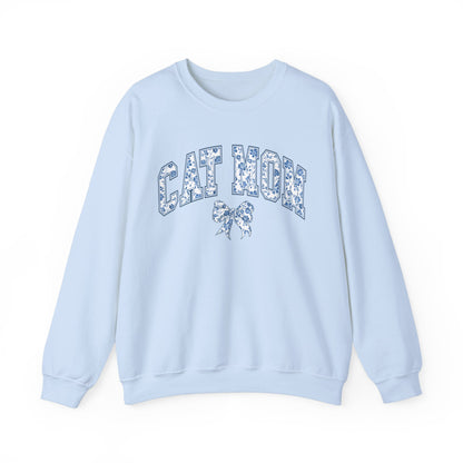 Blue Coquette Cat Mom Crewneck Sweatshirt