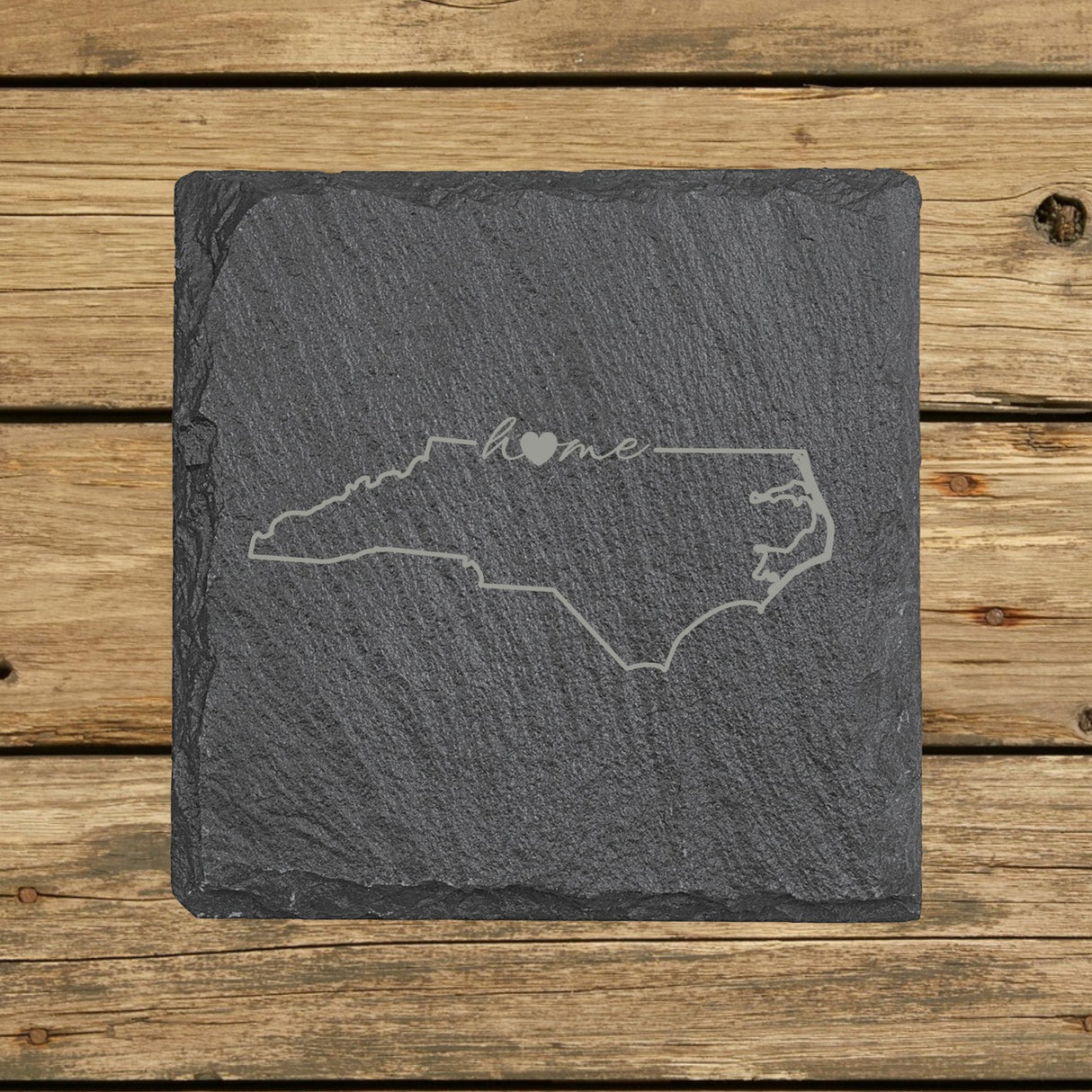 North Carolina Slate Coaster Set – Engraved Natural Stone (Set of 4)