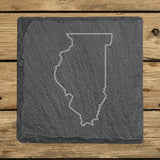 Illinois Slate Coaster Set – Engraved Natural Stone (Set of 4)