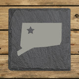 Connecticut Slate Coaster Set – Engraved Natural Stone (Set of 4)