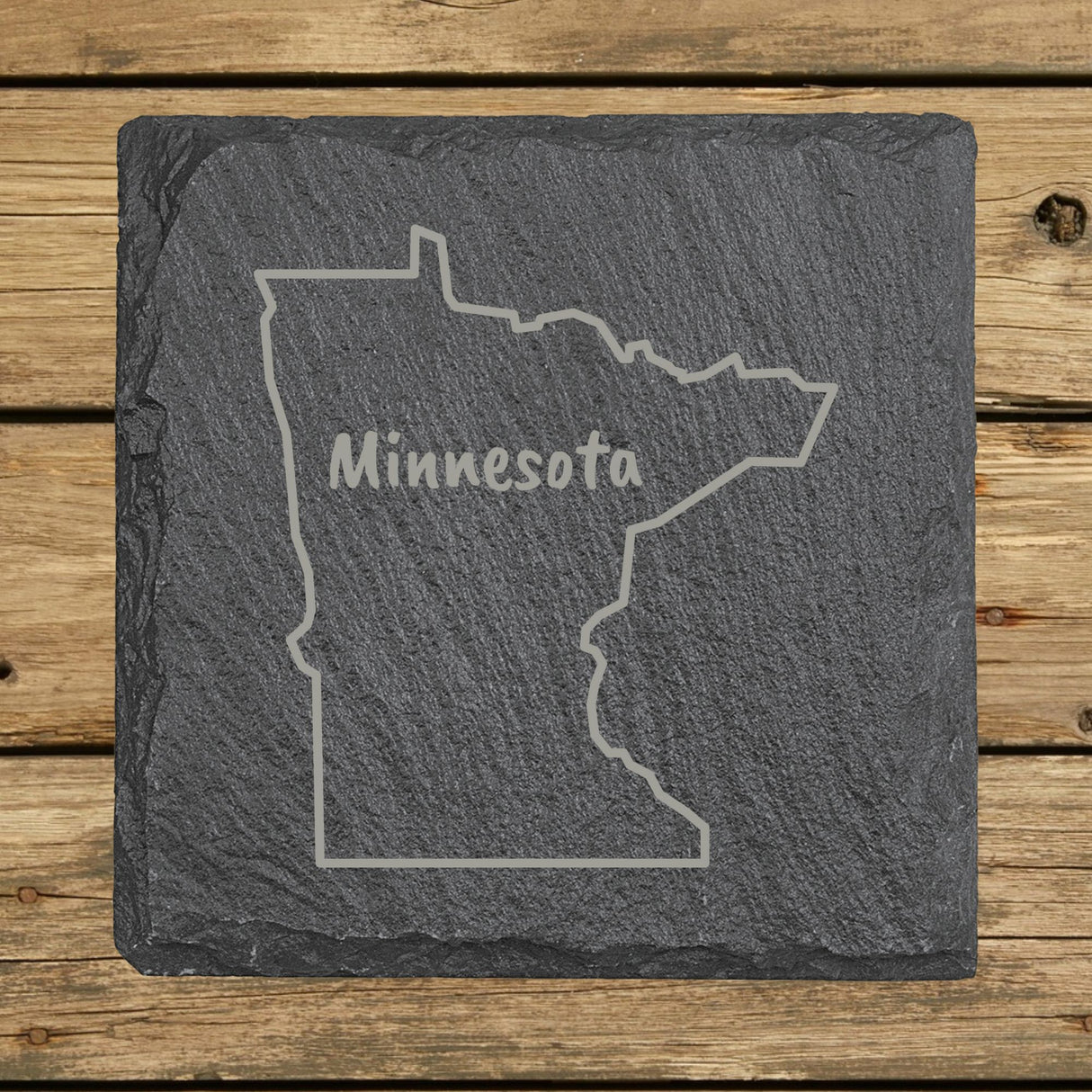 Minnesota Slate Coaster Set – Engraved Natural Stone (Set of 4)