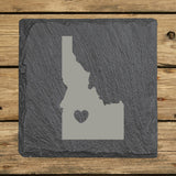 Idaho Slate Coaster Set – Engraved Natural Stone (Set of 4)
