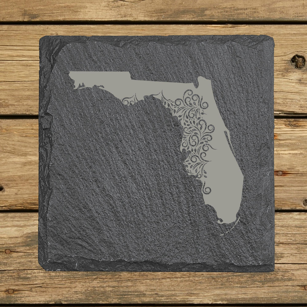 Florida Slate Coaster Set – Engraved Natural Stone (Set of 4)