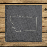 Montana Slate Coaster Set – Engraved Natural Stone (Set of 4)