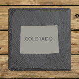 Colorado Slate Coaster Set – Engraved Natural Stone (Set of 4)