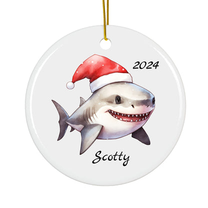 Personalized Shark Christmas Ornament – Custom Ceramic Holiday Decor