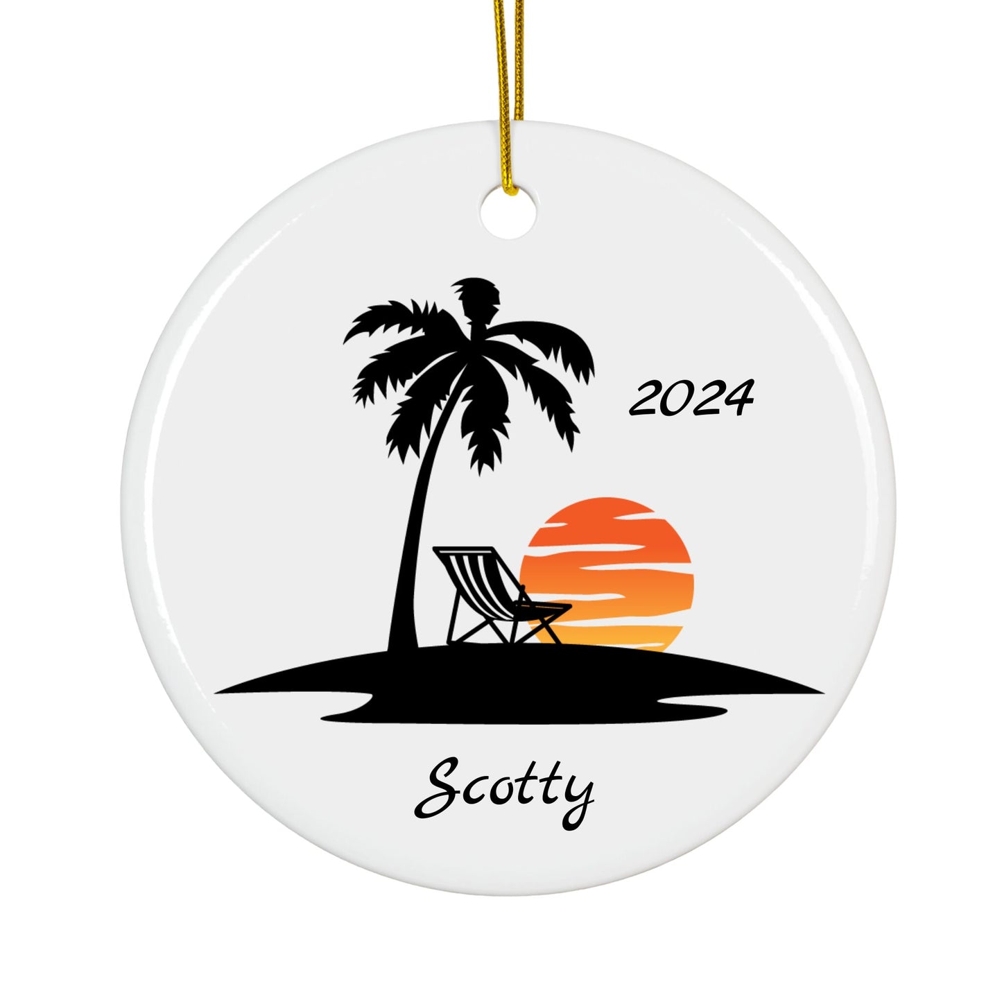 Personalized Palm Tree Christmas Ornament – Custom Ceramic Holiday Decor