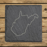 West Virginia Slate Coaster Set – Engraved Natural Stone (Set of 4)