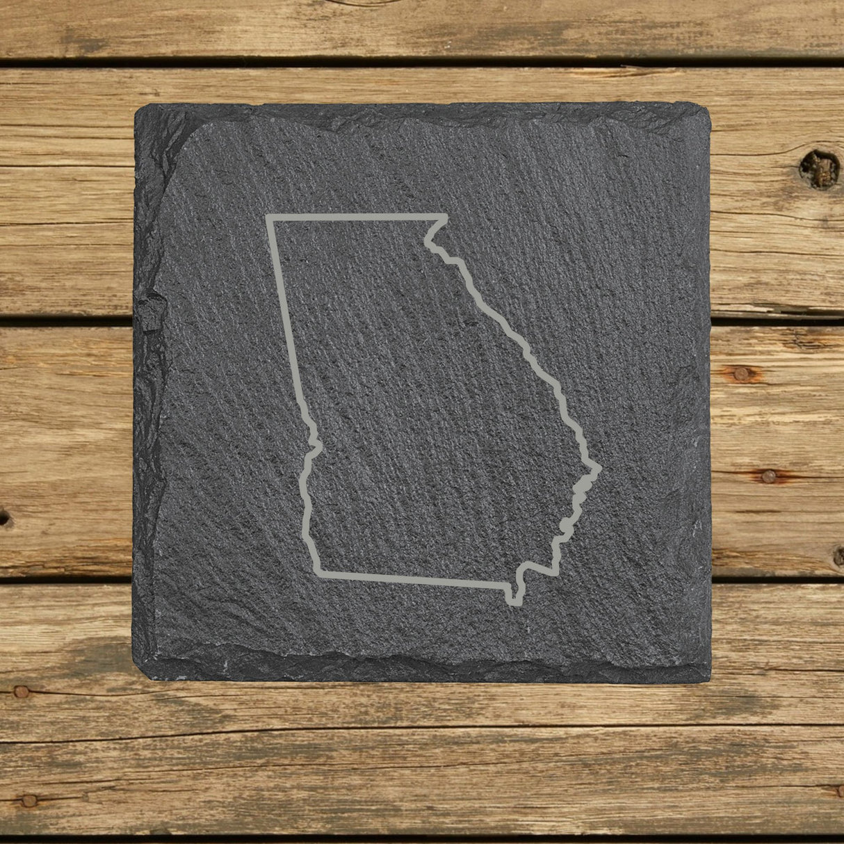 Georgia Slate Coaster Set – Engraved Natural Stone (Set of 4)