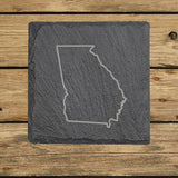 Georgia Slate Coaster Set – Engraved Natural Stone (Set of 4)