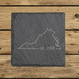 Virginia Slate Coaster Set – Engraved Natural Stone (Set of 4)