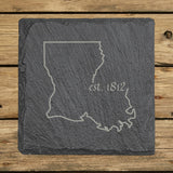 Louisiana Slate Coaster Set – Engraved Natural Stone (Set of 4)