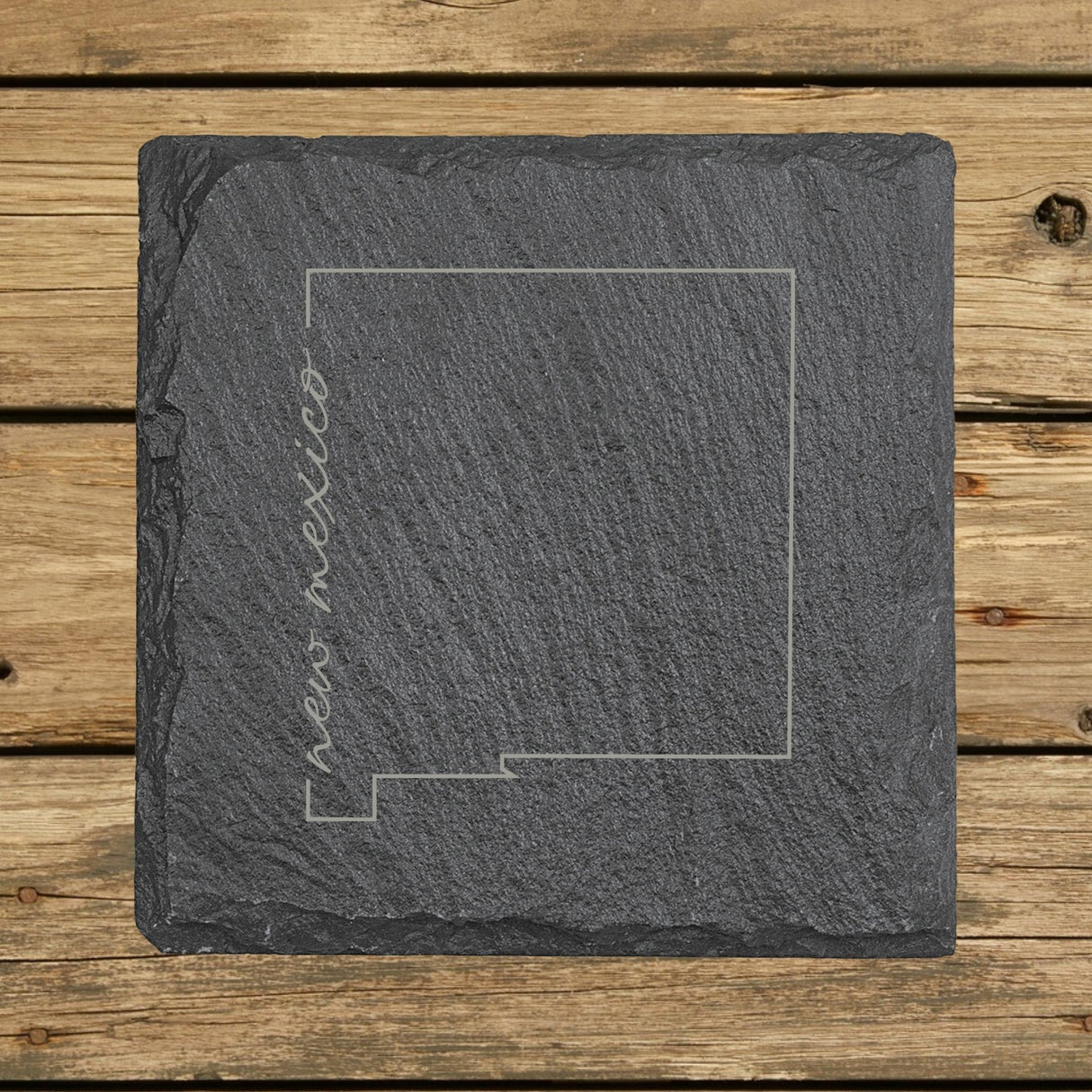 New Mexico Slate Coaster Set – Engraved Natural Stone (Set of 4)