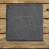 Maryland Slate Coaster Set – Engraved Natural Stone (Set of 4)
