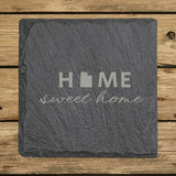 Utah Slate Coaster Set – Engraved Natural Stone (Set of 4)