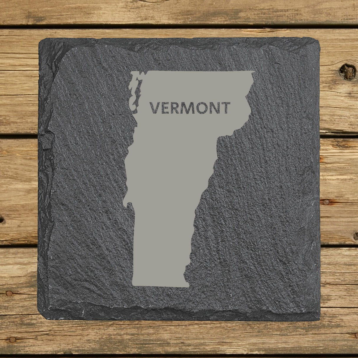 Vermont Slate Coaster Set – Engraved Natural Stone (Set of 4)