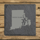 Rhode Island Slate Coaster Set – Engraved Natural Stone (Set of 4)