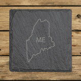 Maine Slate Coaster Set – Engraved Natural Stone (Set of 4)